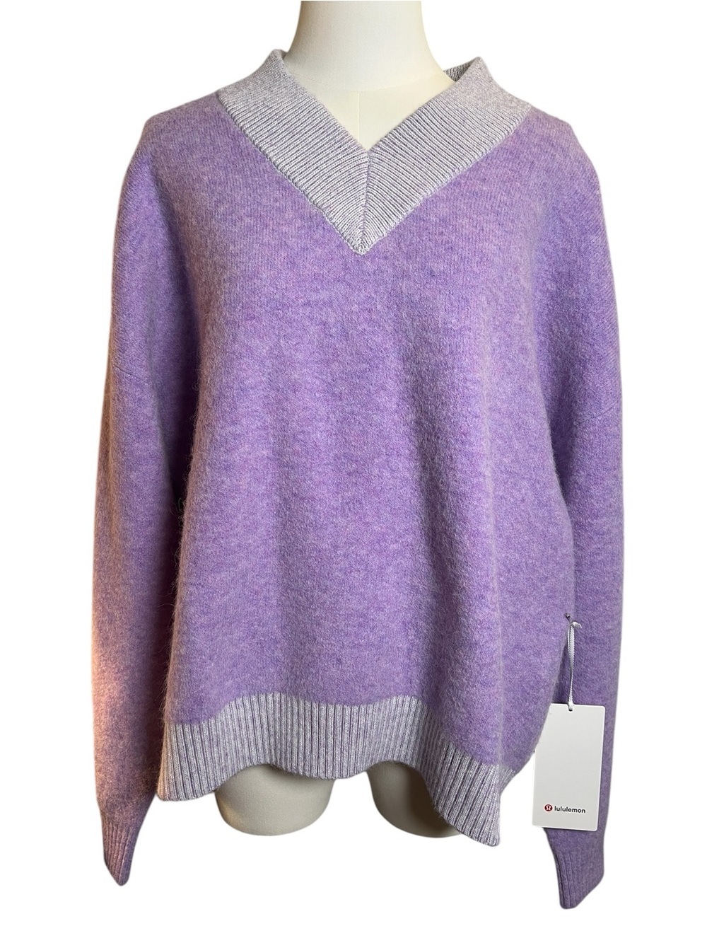 Lululemon Alpaca Wool-Blend V-Neck Sweater Purple Size Medium